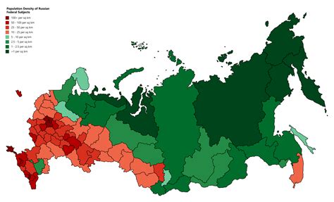 Population Density of Russian Federal Subjects : r/MapPorn