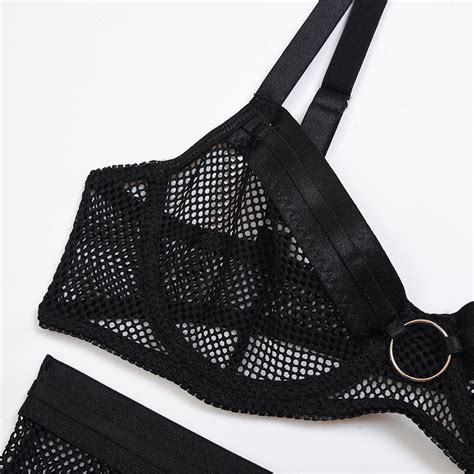 3 Pieces Fishnet Exotic Lingerie Set For Woman Lustti Premium Sex Machines Adult Toys