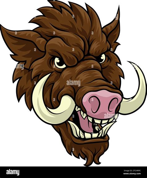 Boar Wild Hog Razorback Warthog Mascot Pig Cartoon Stock Vector Image