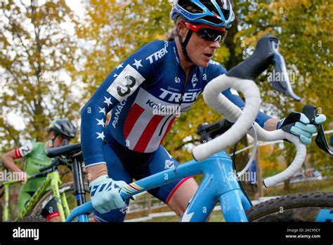 Katie Compton Pushes Her Bike Up A Climb During The Elite Womens Derby