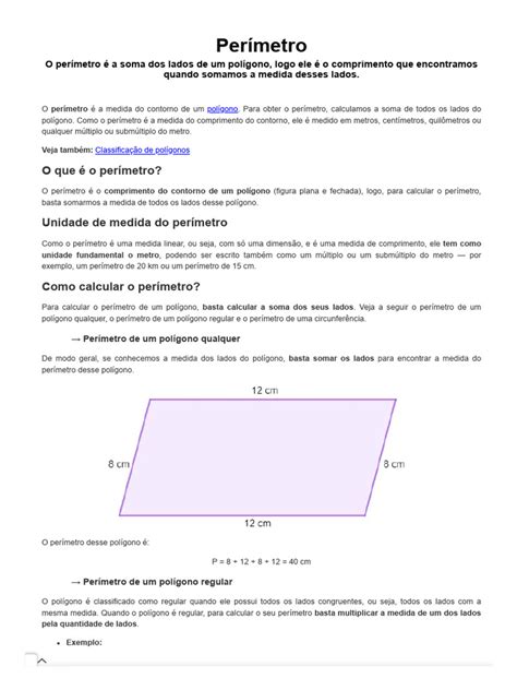 Definição De Perimetro - Cálculo e Definição de Perímetro | PDF | Polígono | Círculo