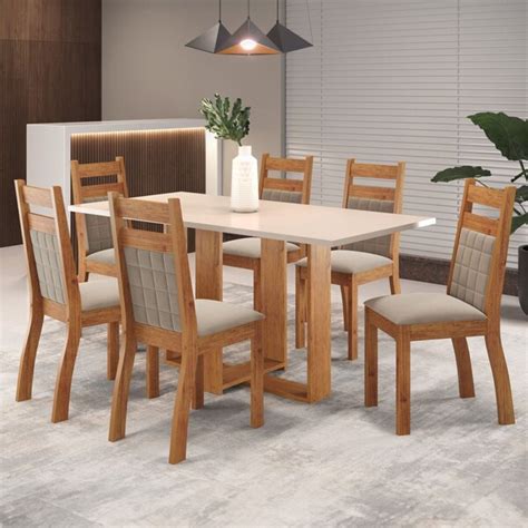 Mesa De Jantar Lugares Vivy Mel Blonde Perola Viero M Veis Leroy Merlin