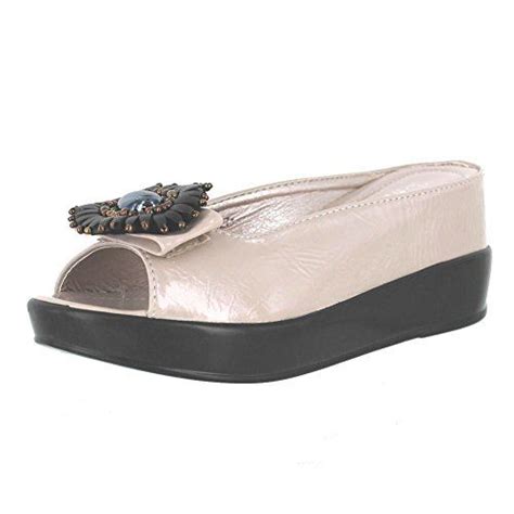 Cream Wedge Slide Sandals With Bow