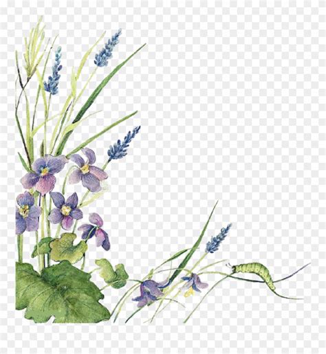 Ftestickers Watercolor Flowers Border Lavender - Border Lavender Png ...