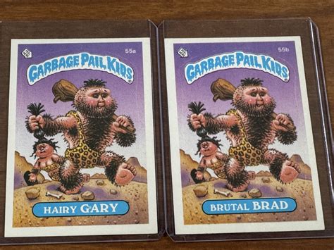 1985 Garbage Pail Kids - Hairy Gary & Brutal Brad Cards - 55A & 55B