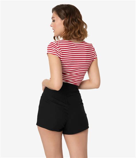 High Waist Sailor Debbie Shorts In Black Double Trouble Apparel