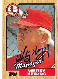 Whitey Herzog autographed baseball card 1987 Topps #243 (St Louis ...