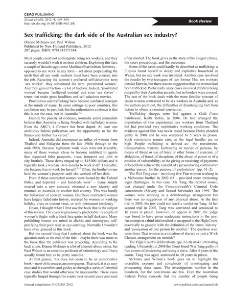 Pdf Sex Trafficking The Dark Side Of The Australian Sex Industry
