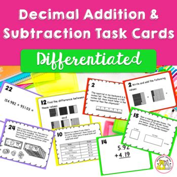 Adding And Subtracting Decimals Differentiated Task Cards With Word