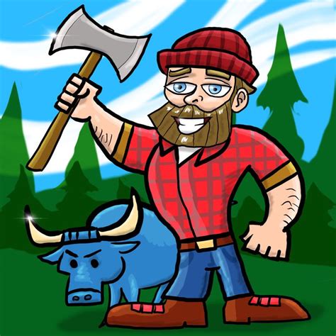 Paul Bunyan And Babe Drawing Paulbunyan Babethebluox Illustration