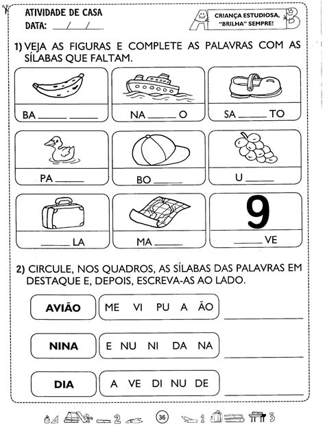 Lições De Casa Para Imprimir - Lições de casa 1 - 185 atividades