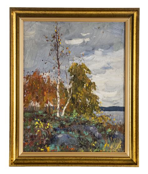 Картина "Осенний пейзаж" в раме, неизвестный художник, холст, холст на ...