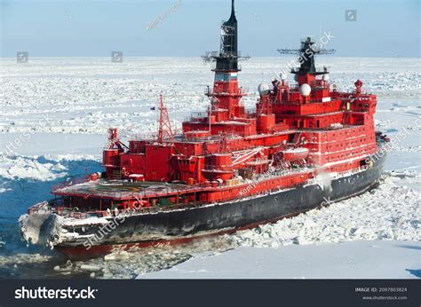 russian nuclear ice breaker ice field stock photo  shutterstock
