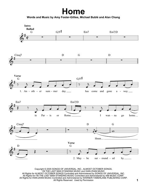 Home By Michael Bublé Sheet Music For Pro Vocal At Sheet Music Direct