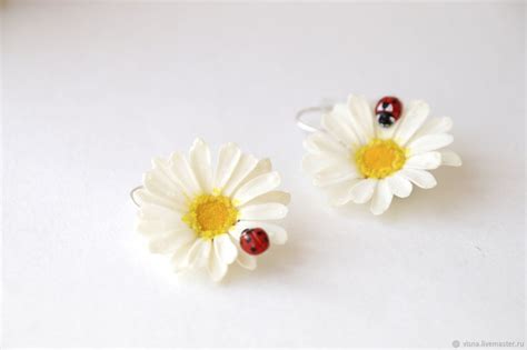 Золотые серьги ромашка - 69 фото
