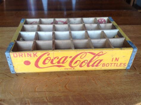 Vintage Coke Coca Cola Wood 24 Slot Crate Yellow Red 1966 Enid Oklahoma