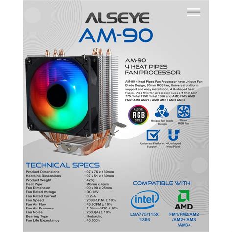 Alseye AM90 RGB CPU Air Cooler AM-90 Price in Pakistan