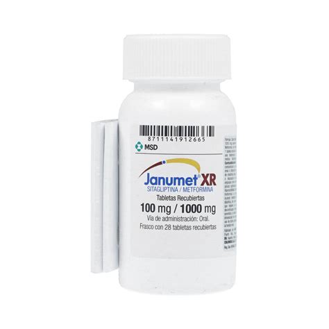 Janumet Xr Tabletas Liberación Prolongada 1000 100 Mg Frasco X 28