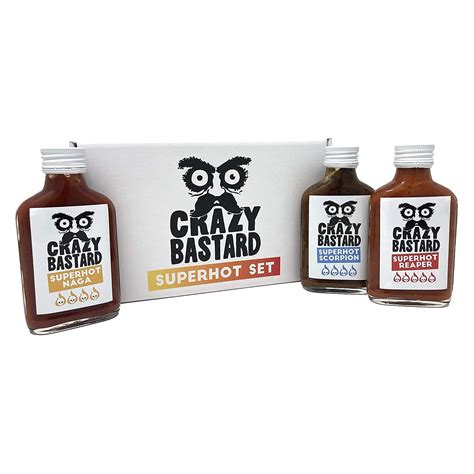 Crazy Bastard Superhot 3 Sauce Set Dr Burnöriums Hot Sauce Emporium