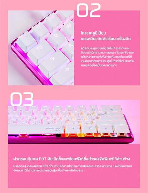 Hyperx Alloy Origins 60 Pink Eng Only Linear Sw คีบอร์ดเกมมิ่ง