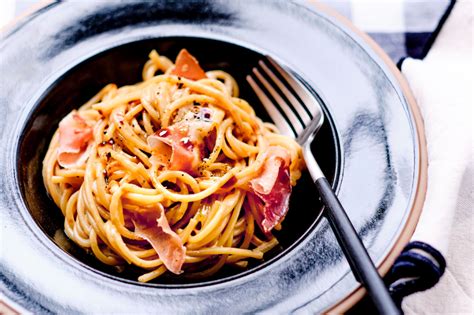 Spaghetti Au Speck Sauce Parmesan Truffe Kiss My Chef