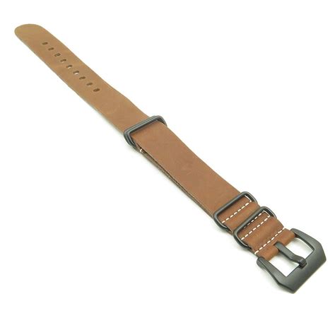 Leather Nato Strap W Black Pre V Buckle Strapsco