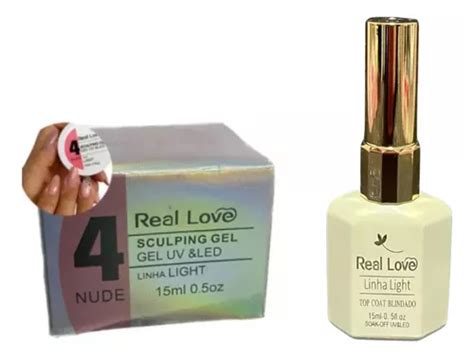 Kit Real Love Gel Nude E Top Coat Blindado Parcelamento Sem Juros