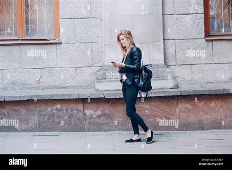 Beautiful Blonde On The Street Stock Photo Alamy