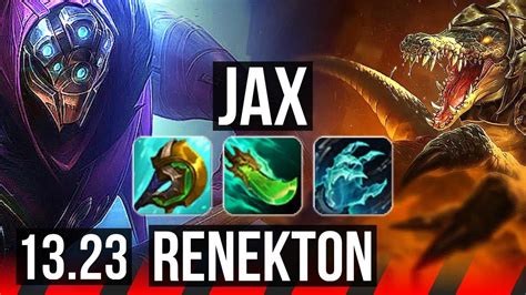 Jax Vs Renekton Top 10 1 8 7 Solo Kills 500 Games Godlike 900k