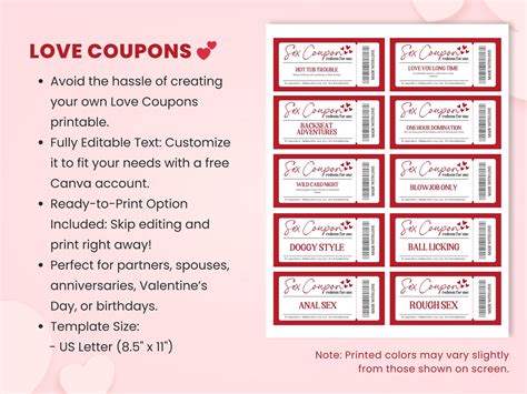 Sex Coupons Printable Love Coupons Naughty Coupon For Couples Editable Sexy Coupons