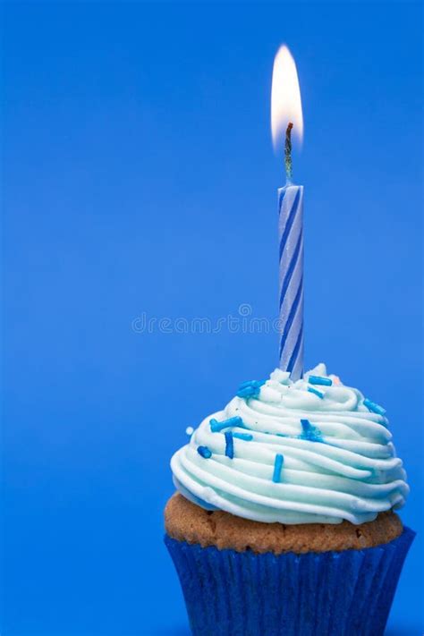 Birthday Cupcake With Candle Isolated On White Stock Image Image Of