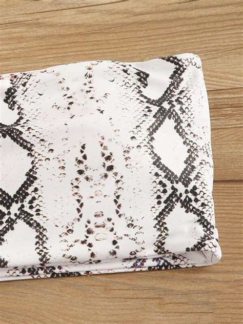 Snakeskin Bandeau High Waisted Bikini Swimsuit Shein Usa