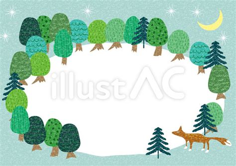 キツネと森のフレームイラスト No 318659｜無料イラスト・フリー素材なら「イラストac」