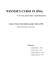 winners curse  ipos behavioural finance term paperpdf winners