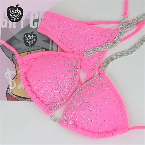 Swimsuits Cover Ups Racing Barely Visible Bikinis NPC Bikini Competition Suit Hot Pink W AB