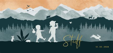 Nude Silhouet Geboortekaartje Jongen En Paard Onder Boom In Foliedruk