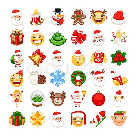 Christmas Emojis Set Stock Vector Colourbox