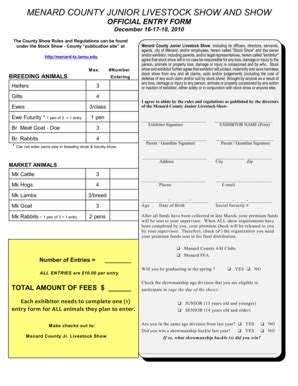 Fillable Online Menard County Junior Livestock Show And Show Official