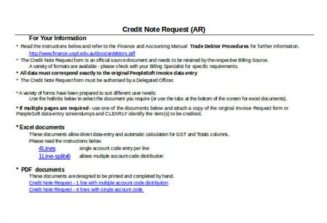 23 Credit Note Templates Word Excel Pdf