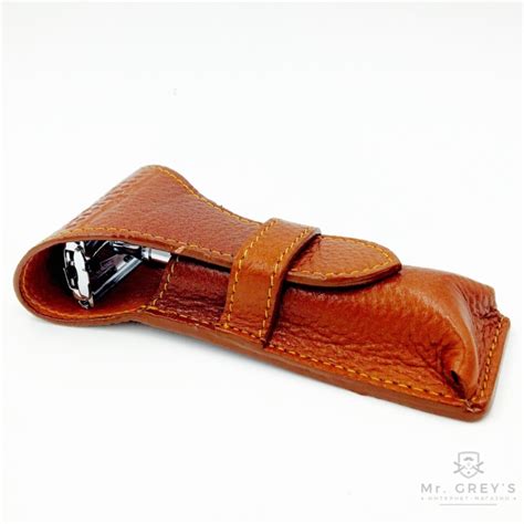 Кожаный чехол для Т-образной бритвы Parker LP3 Saddle Brown Leather ...