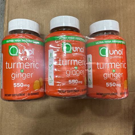 3 Bottles Qunol Turmeric And Ginger Gummies Gummy With 500mg 60 Count Ebay