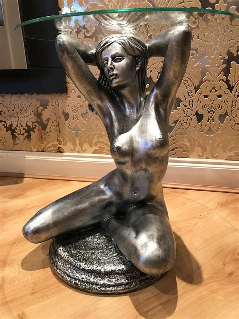 Art Deco Style Silver Side Coffee Table Naked Girl Etsy UK