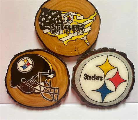 NFL Wood Burned And Painted High Gloss Coasters Etsy