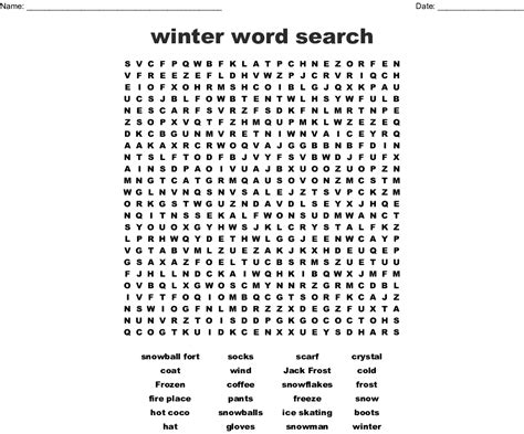 Winter Printable Word Search