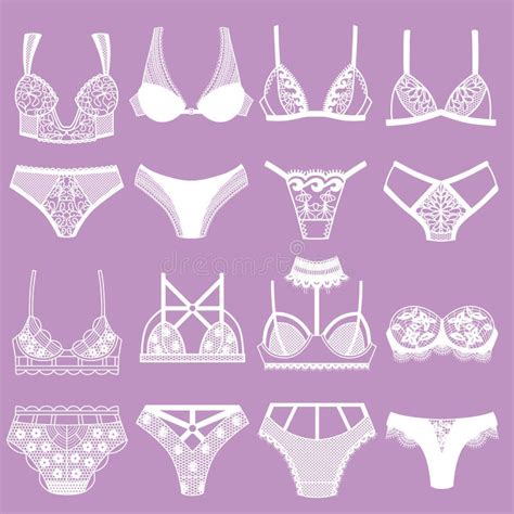 Collection De Lingerie Ensemble De Culotte Et De Soutien Gorge Illustration De Vecteur