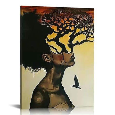 Nawypu Framed African American Wall Art Homesick African Woman Posters