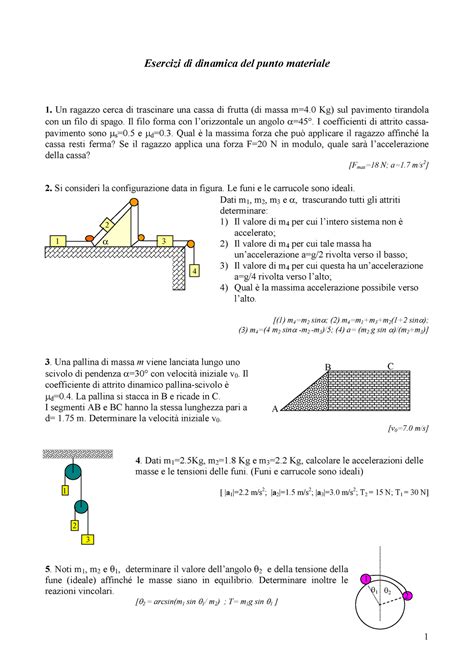 Esercizi Fisica 1 Dinamica Del Punto Materiale Domande Risposte