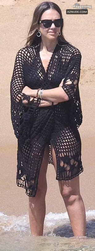 Jessica Alba Sexy Spotted In A Sizzling Black Bikini At Mykonos Beach Aznude