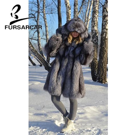 Fursarcar Abrigo De Piel De Zorro Real Para Mujer Chaqueta Gruesa Y