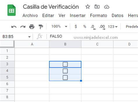 Cómo Crear una Casilla de Verificación en Google Sheets Ninja del Excel